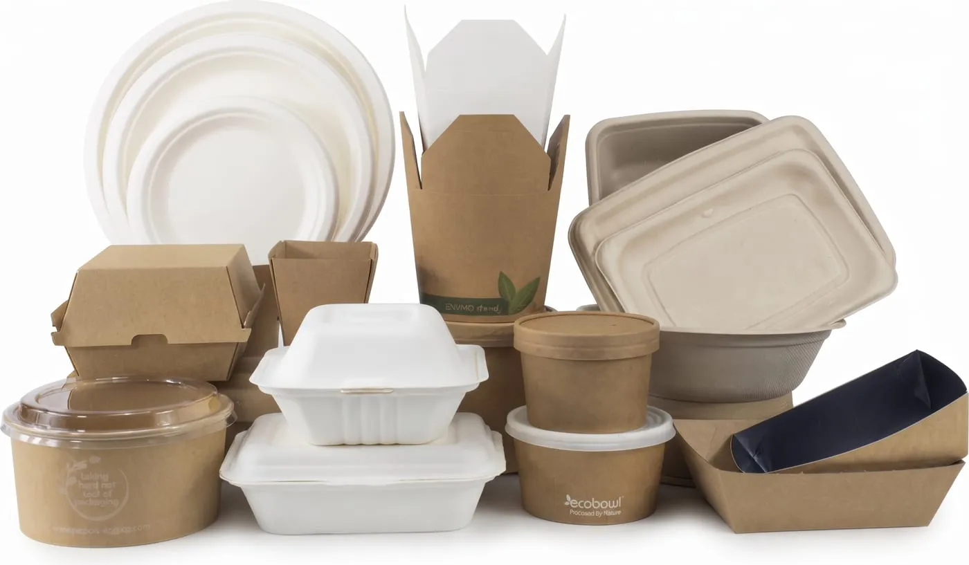 Bagasse plates, clamshells, bowls and kraft boxes