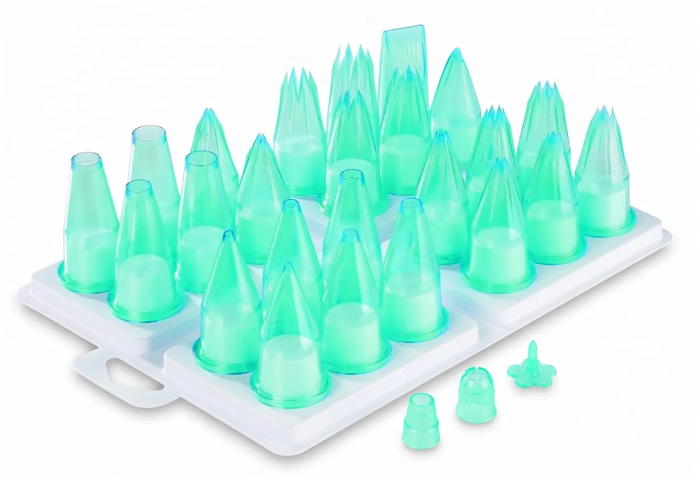 Piping nozzle set with storage tray