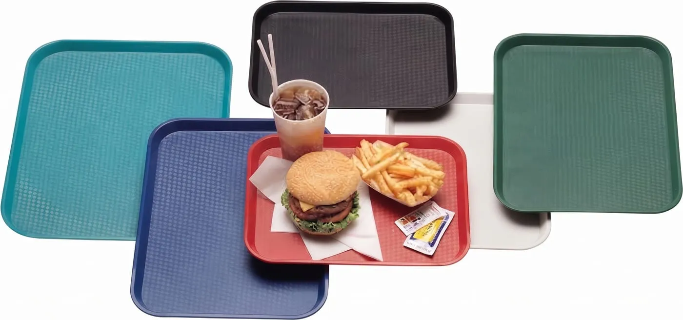 Fast food trays with burger meal