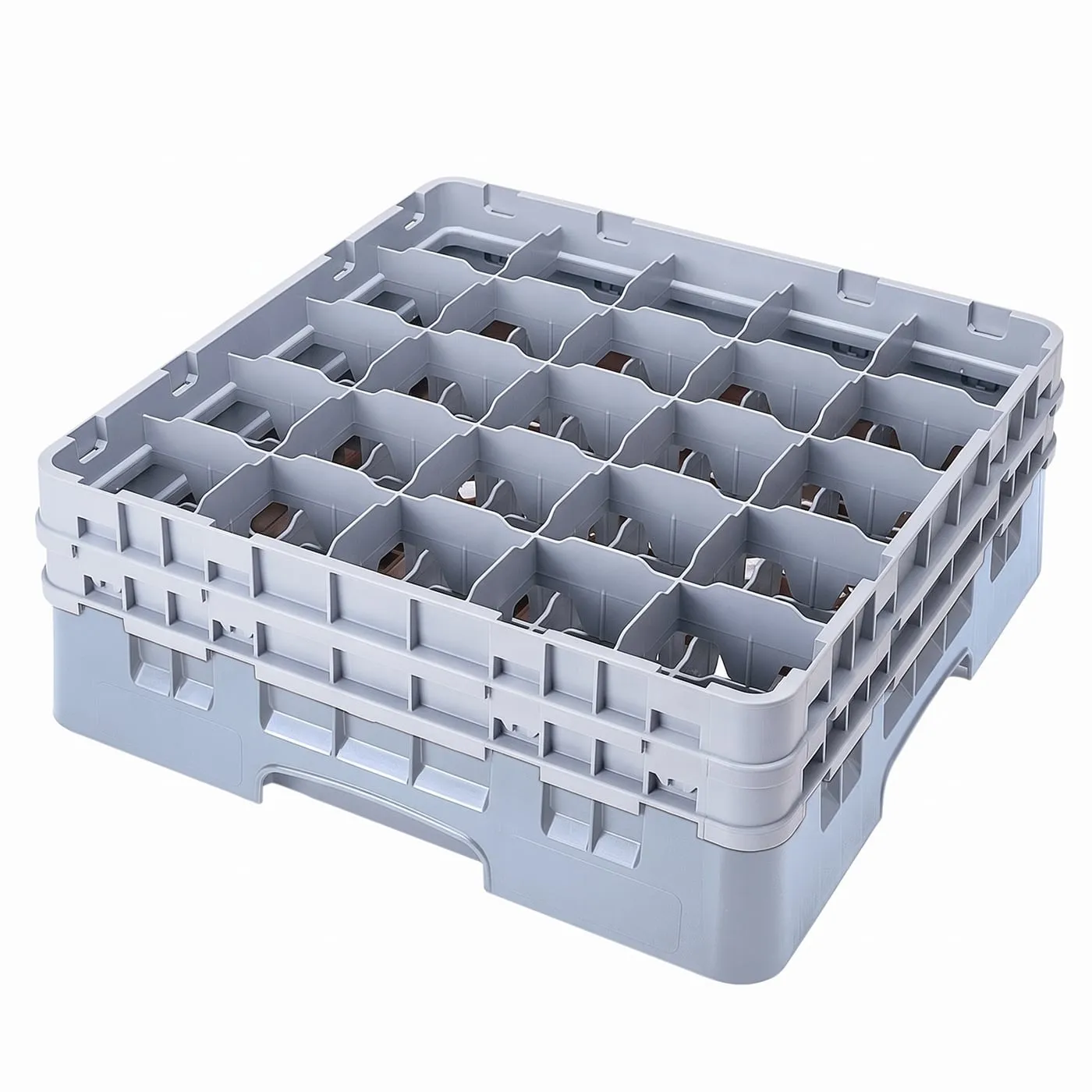 25-compartment glass rack with extenders