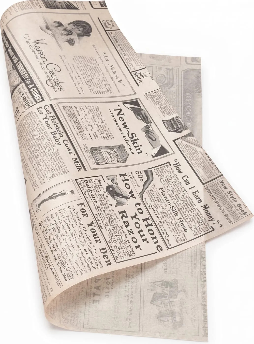 Newspaper-print greaseproof paper