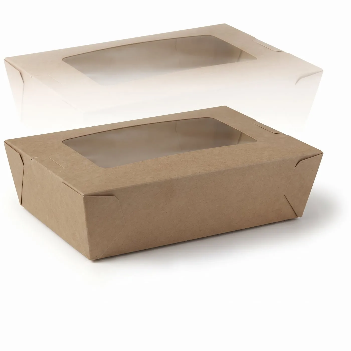Kraft window box, open and closed
