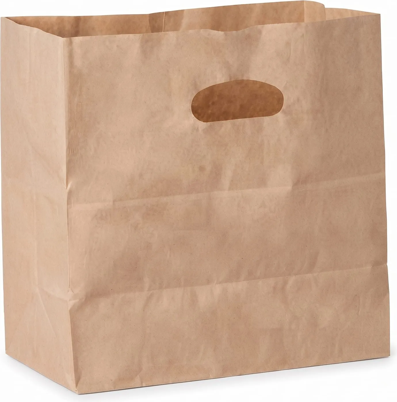 Die-cut handle kraft bag, front view