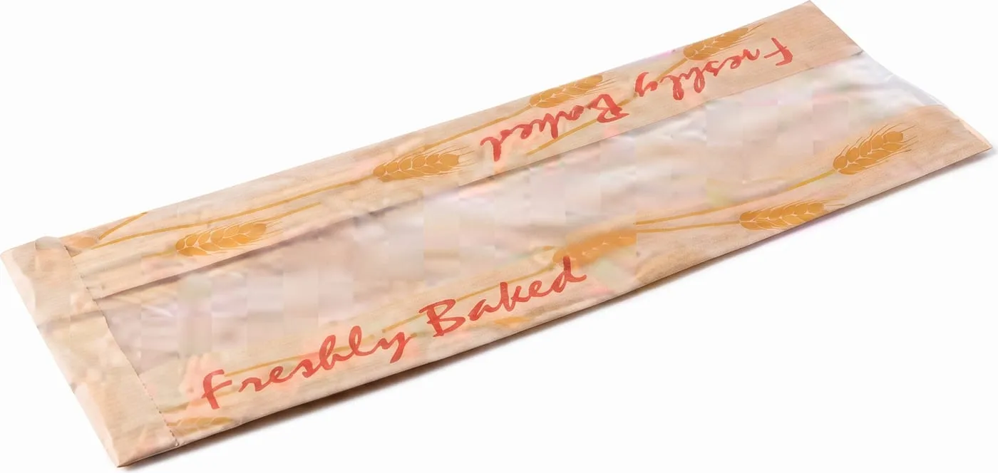 Printed paper bread bag with window