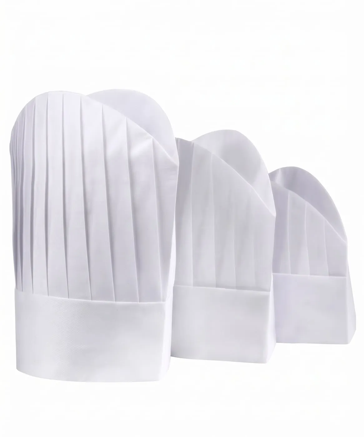Pleated paper chef hats in different heights