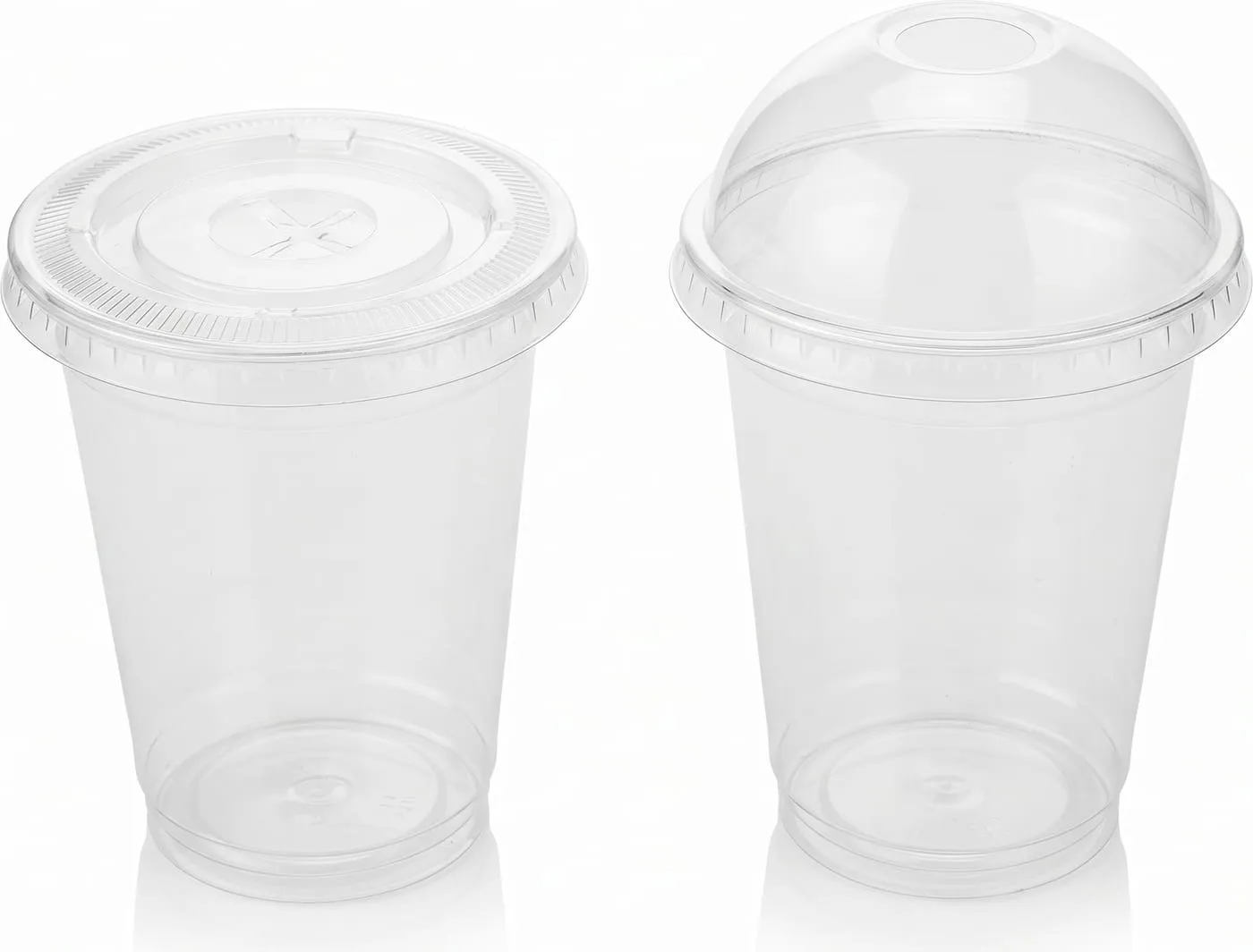 PET cups with flat lid and dome lid