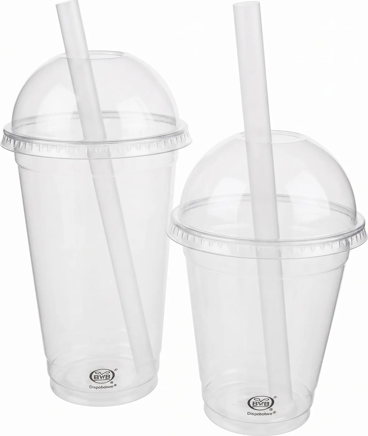 Dome-lid cups with straws