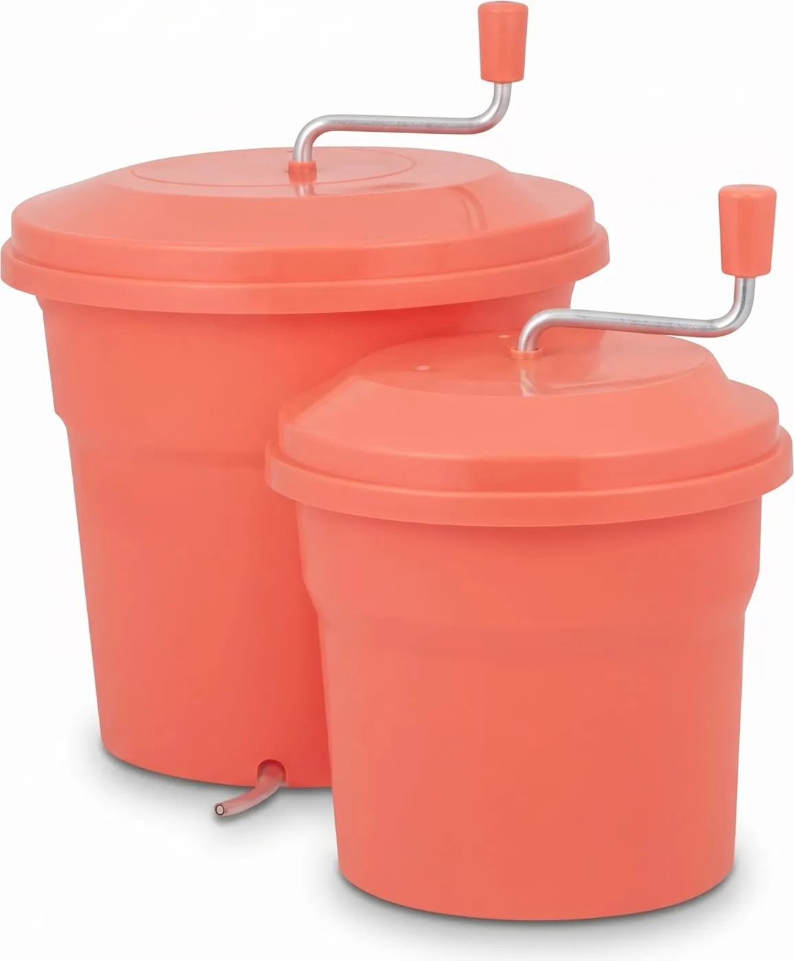 Commercial salad spinners with crank handle, two sizes